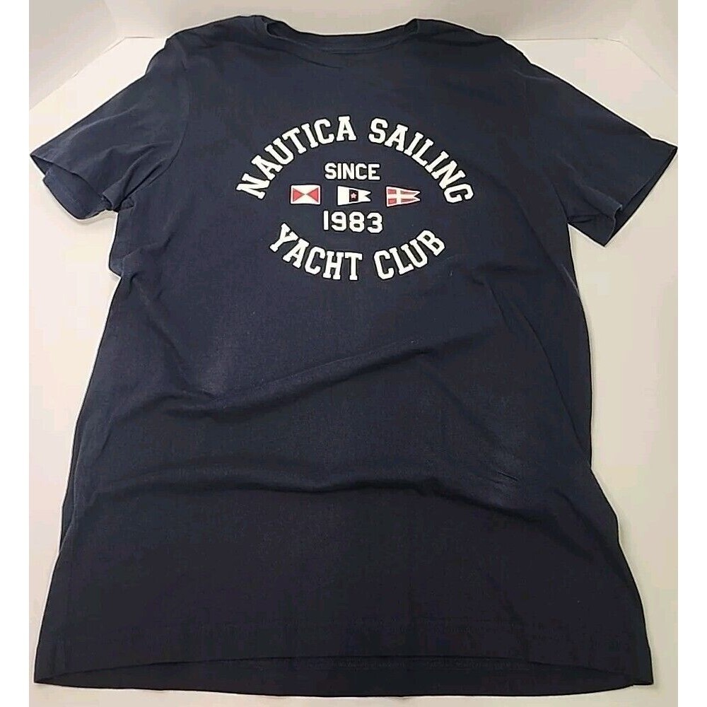 Nautica Mens Nautica 1983 Logo Graphic T-Shirt Dark Navy Size Medium New